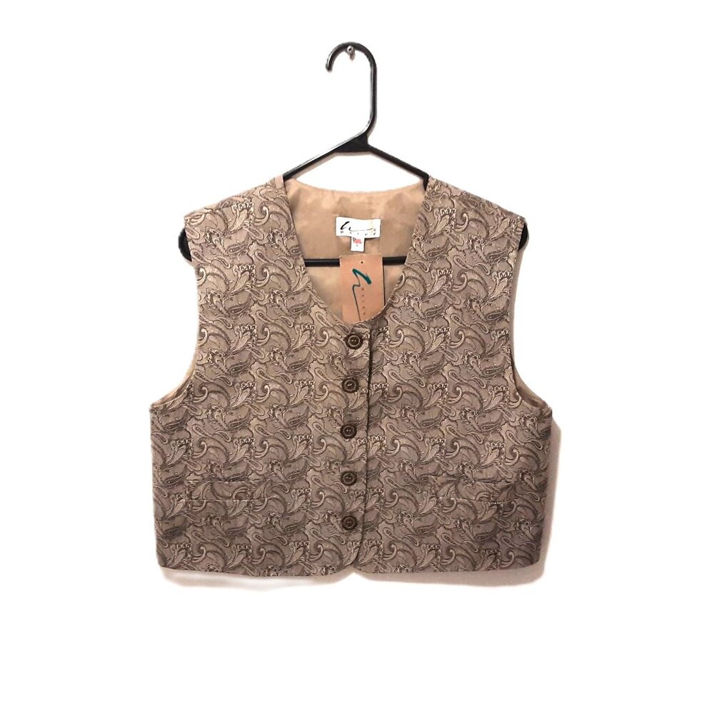 NWT Vintage 1990s Beige Paisley Vest 100% USA Cotton L ASO Elayne Benes Seinfeld